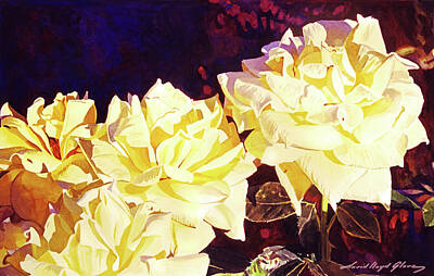 Roses Paintings - Park Yellow Roses by David Lloyd Glover