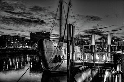 Transportation Photos - Party Boat in black and white by Paul Quinn