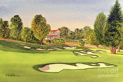 Sports Paintings - Pasatiempo Golf Course Hole 3 Santa Cruz by Bill Holkham