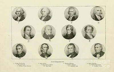 Cities Drawings - Past Presidents of the USA a2 by Historic Illustrations