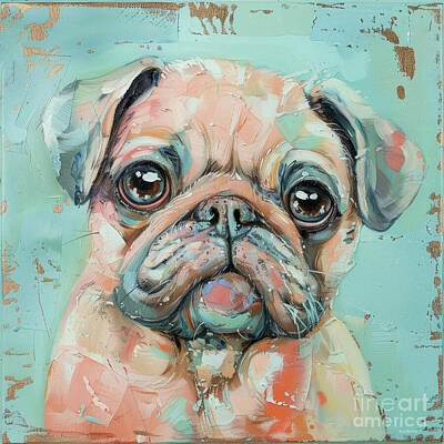 Vintage College Subway Signs Color - Pastel Pug by Tina LeCour