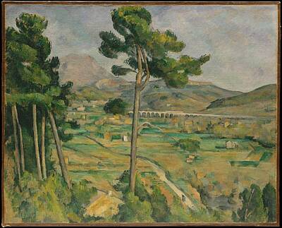 School Tote Bags Royalty Free Images - Paul Cezanne  Mont Sainte Victoire and the Viaduct of the Arc River Valley 1882 85 Royalty-Free Image by Timeless Images Archive