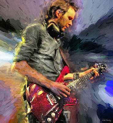Musicians Mixed Media - Paul Gilbert in Concert by Mal Bray