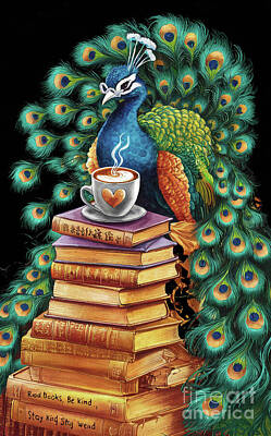 Birds Drawings Rights Managed Images - Peacock lover - Book Lover - Read Books - Book Lover - Gift Book Reader - Gift for Librarian - Read Books Be Kind Stay Weird - Be Kind Royalty-Free Image by Grover Mcclure