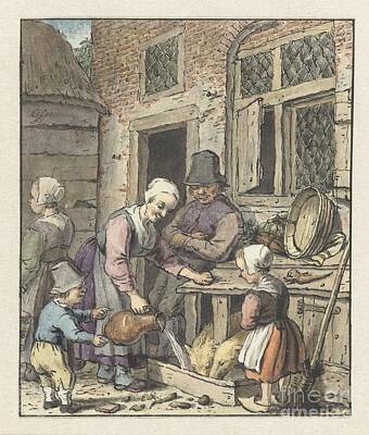 Lovely Lavender - Peasant family feeding the pigs, Christina Chalon, 1758 - 1808 by Shop Ability