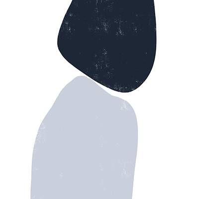 Fashion Paintings Rights Managed Images - Pebble Stories 3 - Minimal Abstract Painting - Contemporary - Modern Art - Navy, Grey Royalty-Free Image by Studio Grafiikka