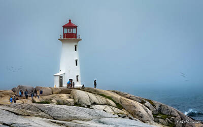 Studio Grafika Patterns Rights Managed Images - Peggys Cove Lighthouse on a Foggy Summer s Day Royalty-Free Image by Ken Morris