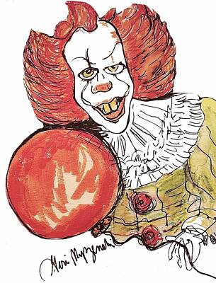 Roses Mixed Media - Pennywise from the movie IT  by Geraldine Myszenski