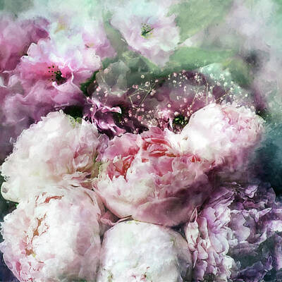 Florals Mixed Media - Peonies by Jacky Gerritsen