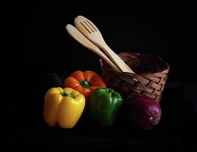 Food And Beverage Photos - Peppers and Basket by Julie Palencia