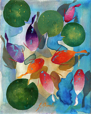 Lilies Paintings - Pesci Misti by Guido Borelli