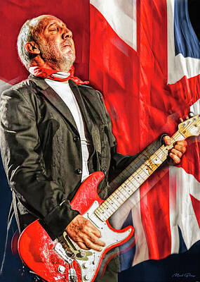 Musician Mixed Media Rights Managed Images - Pete Townshend Musician Royalty-Free Image by Mal Bray
