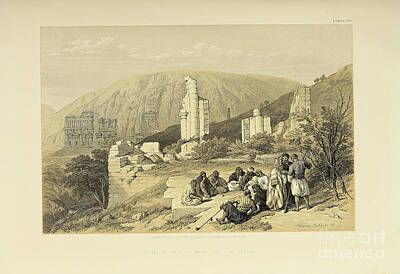 Landscapes Drawings - Petra Jordan by David Roberts 1838 r1 by Historic illustrations