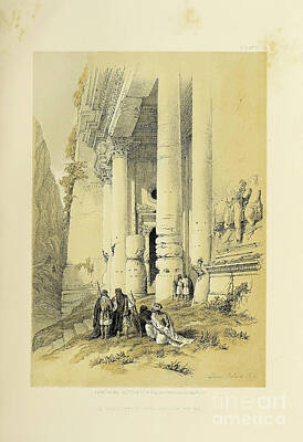 Landscapes Drawings - Petra Jordan by David Roberts 1838 r2 by Historic illustrations