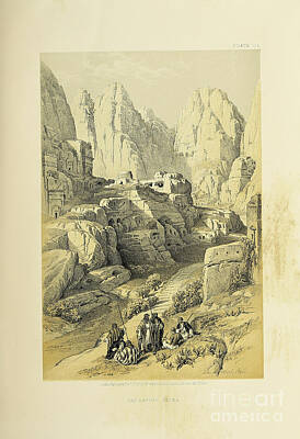 Landscapes Drawings - Petra Jordan by David Roberts 1838 r4 by Historic illustrations