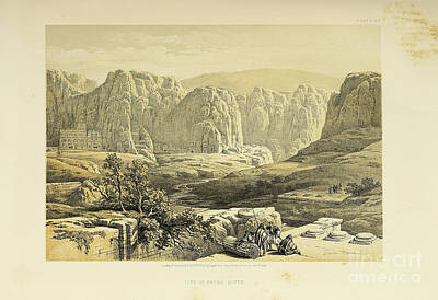 Landscapes Drawings - Petra Jordan by David Roberts 1838 r5 by Historic illustrations