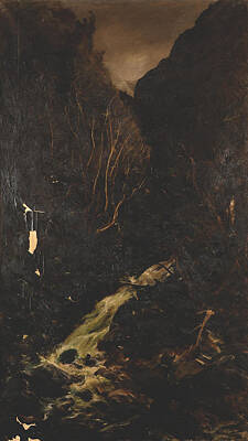 Fireworks - Petrus van der Velden Dutch New Zealander 1837 1913 The Otira Gorge New Zealand by Artistic Rifki