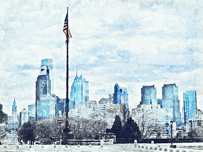Skylines Paintings - Philadelphia, Pennsylvania - 25 by AM FineArtPrints