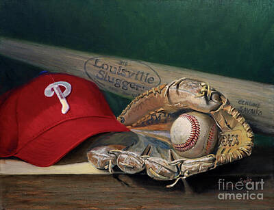 Baseball Rights Managed Images - Philadelphia Phillies Hat, cap and ball  Royalty-Free Image by Max Savaiko
