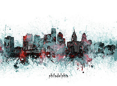 Skylines Digital Art - Philadelphia Skyline Artistic V2 by Bekim M