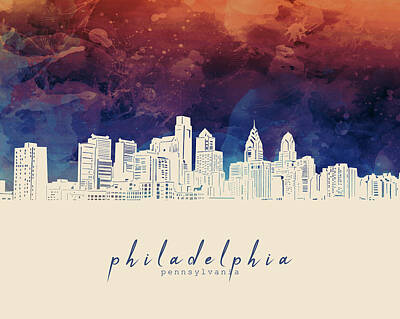 Skylines Digital Art - Philadelphia Skyline Panorama 3 by Bekim M