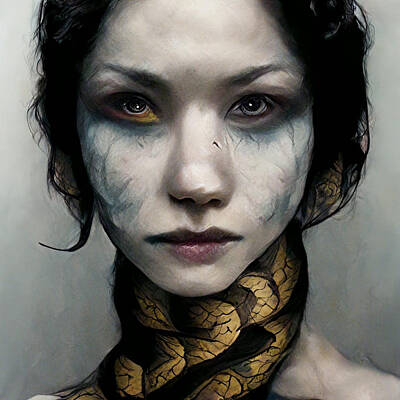 Reptiles Paintings -   photographe  realistic  woman  half  body  snake  c02de27a  b623  4467  9bf7  b536377b6a3c by Asar by Celestial Images