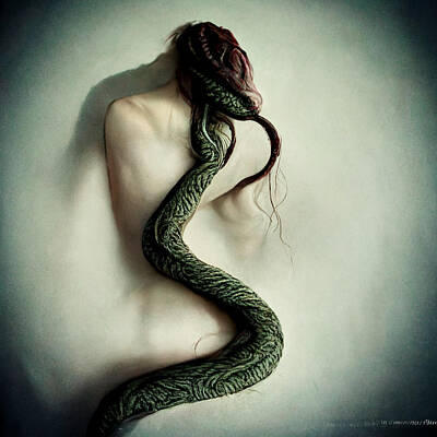 Reptiles Paintings -   photographe  realistic  woman  half  body  snake  ec118ebe  5537  4bac  912a  ead515a1b9d7 by Asar by Celestial Images