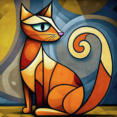 Mixed Media Royalty Free Images - Picasso Cat  Royalty-Free Image by Jacky Gerritsen