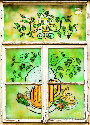 Beer Royalty-Free and Rights-Managed Images - Old Pub Window, Prague by M G Whittingham
