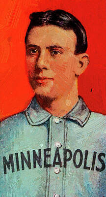 Baseball Royalty Free Images - Piedmont Ollie Pickering Baseball Game Cards Oil Painting Royalty-Free Image by Celestial Images