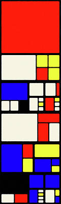 Digital Art Royalty Free Images - Piet Mondrian Color Combination No 33, Oil Painting by Ahmet Asar, Oil Painting by Ahmet Asar v2 Royalty-Free Image by Celestial Images