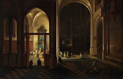 Martini Painting Rights Managed Images - Pieter Neefs  Pieter Neefs the Elder  Evening Mass in a Gothic Church by Padre Martini Royalty-Free Image by Artistic Rifki