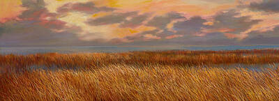 Painting Royalty Free Images - Pine Glades  Park Sunset Royalty-Free Image by Laurie Snow Hein