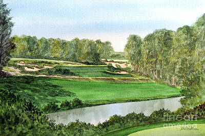 Sports Painting Rights Managed Images - Pine Valley Golf Course New Jersey 5th Hole Royalty-Free Image by Bill Holkham