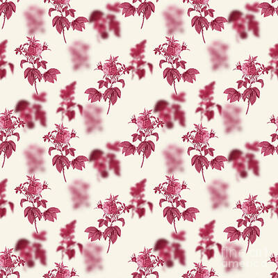 Roses Mixed Media - Pink Agatha Rose Botanical Seamless Pattern in Viva Magenta n.1005 by Holy Rock Design