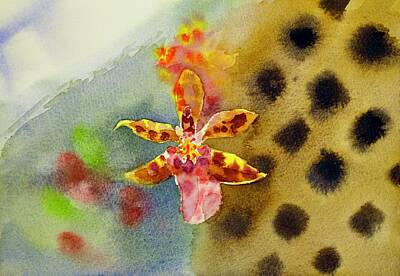 Modern Feathers Art - Pink and Yellow Orchid by Max Good