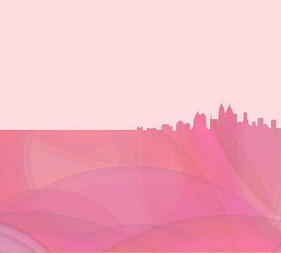City Scenes Mixed Media - pink Atlnta skyline by Alberto RuiZ