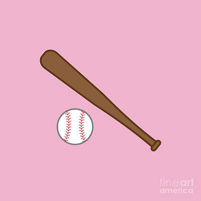 Baseball Royalty Free Images - Pink Baseball and Ball Royalty-Free Image by College Mascot Designs