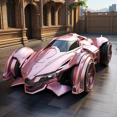 Modern Sophistication Minimalist Abstract - Pink Batmobile #2 by Marvin Blaine