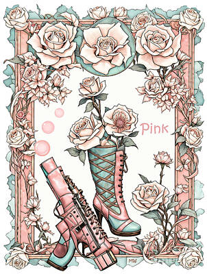 Floral Mixed Media - Pink Bubblegun for Ts by Melodye Whitaker