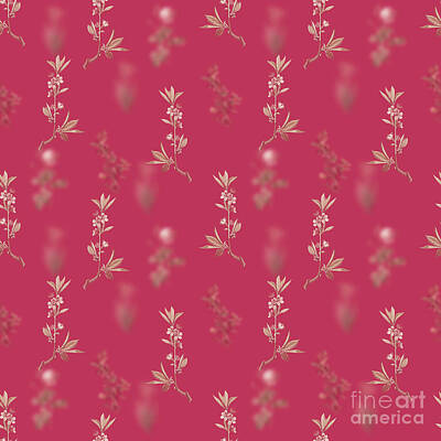Roses Mixed Media - Pink Flower Botanical Seamless Pattern in Viva Magenta n.1202 by Holy Rock Design