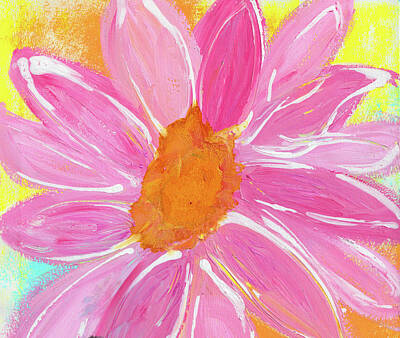 Best Sellers - Floral Mixed Media - Pink Flower Floral Art by Kathleen Tennant by Kathleen Tennant