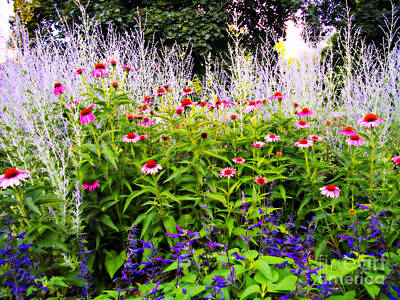 Frank J Casella Photos - Pink Flowers in the Garden - Orton Effect by Frank J Casella