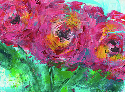 Best Sellers - Floral Mixed Media - Pink Peonies of Spring Floral Art by Kathleen Tennant by Kathleen Tennant