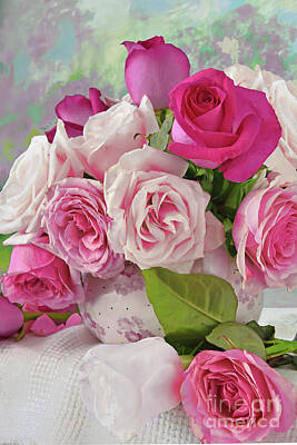Roses Photo Royalty Free Images - Pink Rose Bouquet Cascade Royalty-Free Image by Regina Geoghan