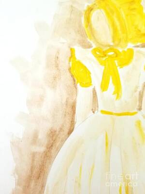 Roses Paintings - Pioneer Girl in Yellow  by Rose Elaine