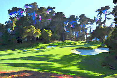 City Scenes - Pitching to the 16th at Spyglass Hill Black Dog by Floyd Snyder