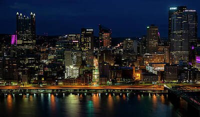 Ink And Water - Pittsburgh Downtown At Night by Dan Sproul