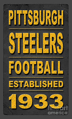 Football Digital Art - Pittsburgh Steelers Rugged Gold Embossed Football Poster TRANSPARENT BACKGROUND by Lone Palm Studio