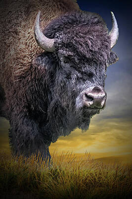 Portraits Photos - Plains Bison Portrait Wall Decor by Randall Nyhof